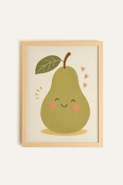 COEUR DE POIRE encadré - Oeuvre sur toile rigide avec cadre Naturel Clair (collective) - Shopthatapp.ca