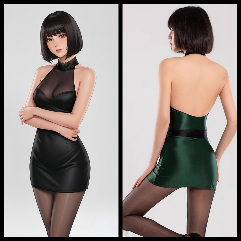 Satin Spandex Halter Sleeveless Short Dress Lingerie - Shopthatapp.ca