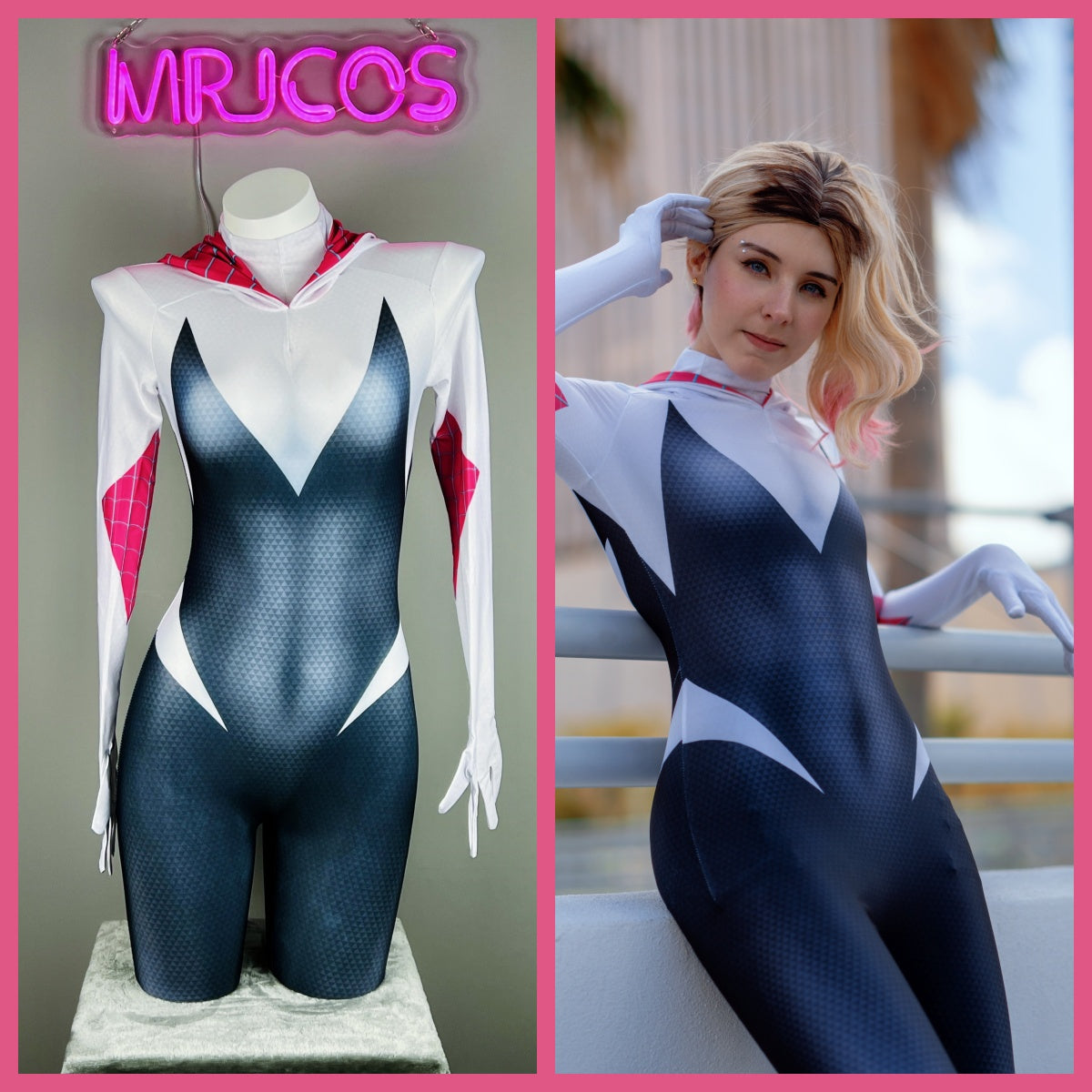 Super Hero Spider Gwen Cosplay Full Bodysuit Halloween Costume Zentai - Shopthatapp.ca