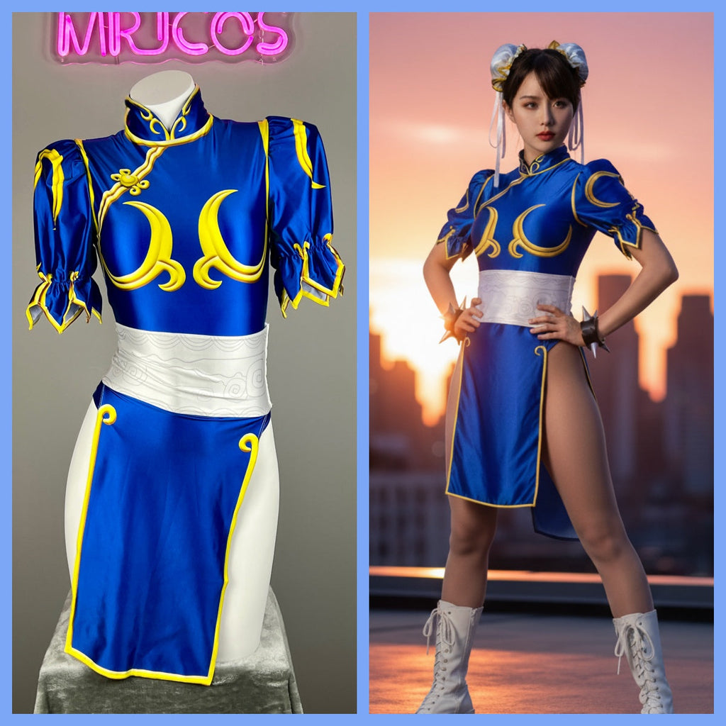Super Hero Chun Li Spandex Cosplay Open Crotch Halloween Costume Bodysuit Sexy Lingerie - Shopthatapp.ca