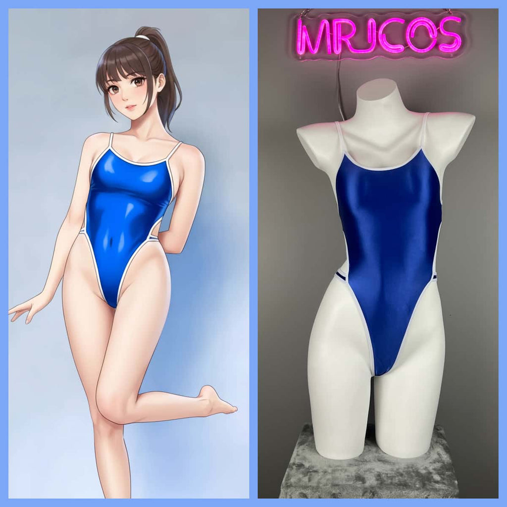 Women's High-Cut One-Piece Satin Spandex BodySuit Swimsuit with Side Cutouts - Shopthatapp.ca