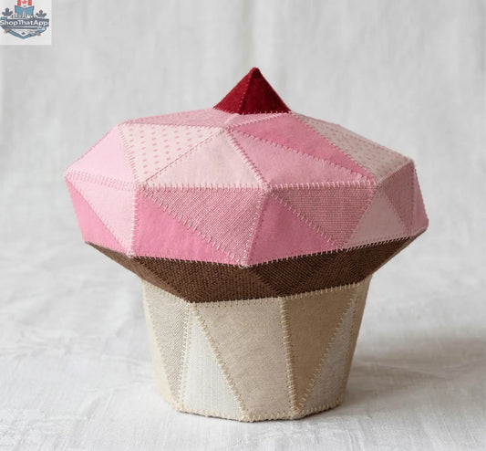 Sewing pattern for a plush cupcake by Sofs Lifestyle, featuring colorful cupcake design, made in Canada, perfect for sewing enthusiasts