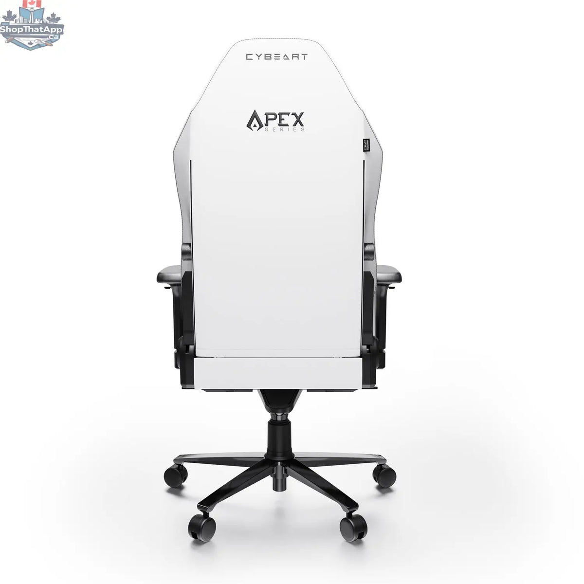 Cybeart Apex Series Arctic White gaming chair with ergonomic design, adjustable armrests, and padded headrest for ultimate comfort.