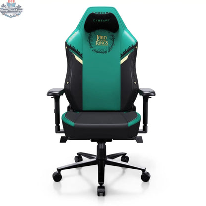 Cybeart Lord of the Rings gaming chair in green with ergonomic design and plush cushioning for ultimate comfort and support.