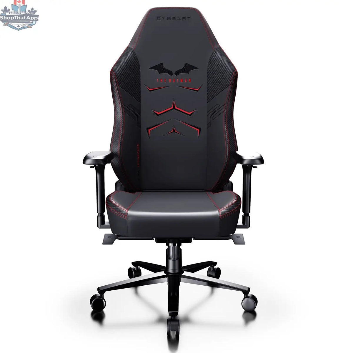 Cyberart The Batman gaming chair with black and yellow design, ergonomic features, and Batman logo details.
