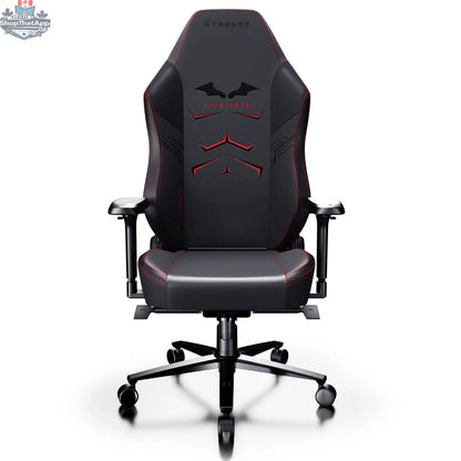 Cyberart The Batman gaming chair with black and yellow design, ergonomic features, and Batman logo details.