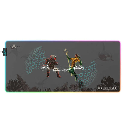 Cybeart Aquaman Black Manta gaming mouse pad with detailed aquatic design, ideal for gaming enthusiasts.