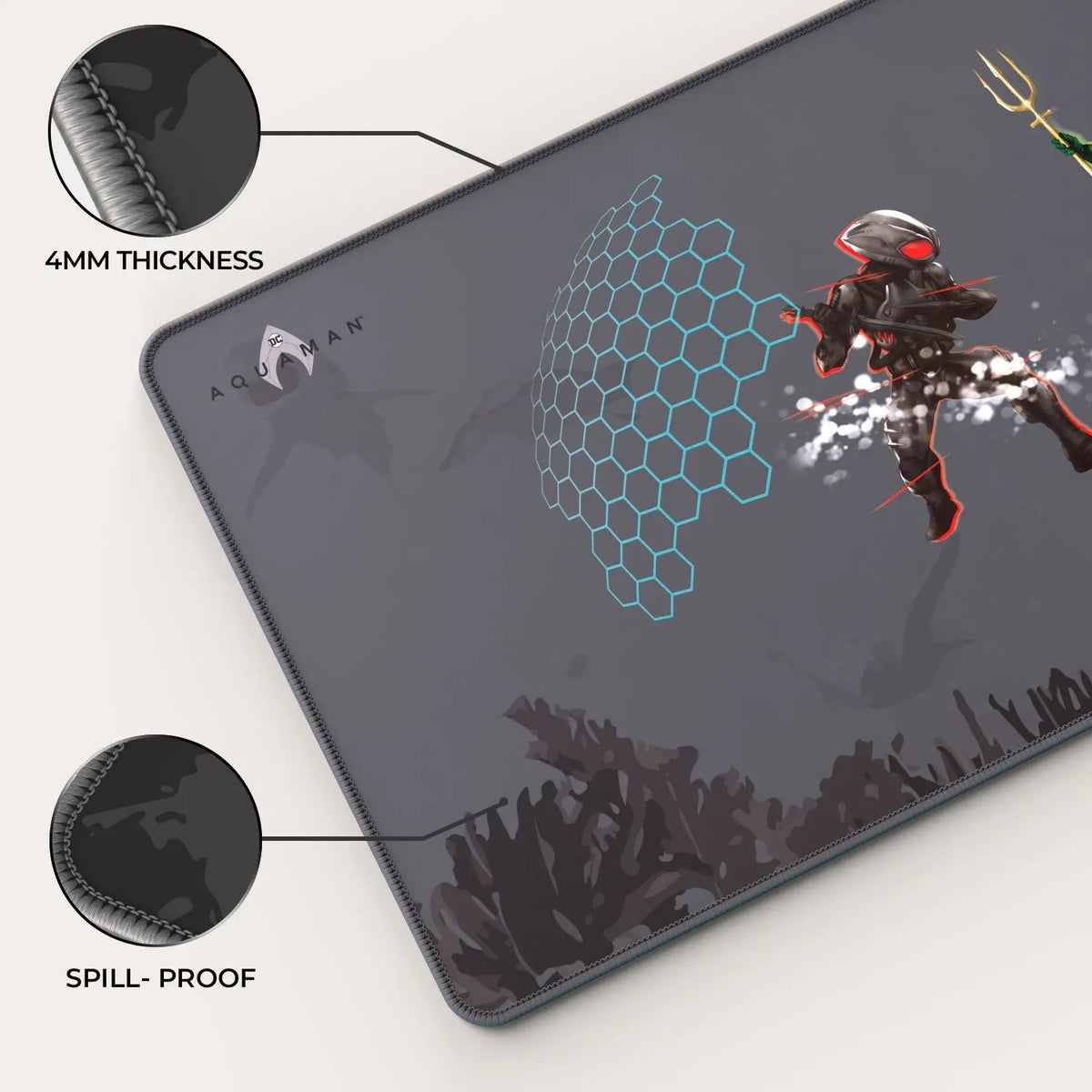 Cybeart Aquaman Black Manta gaming mouse pad with detailed underwater design, perfect for gaming enthusiasts.