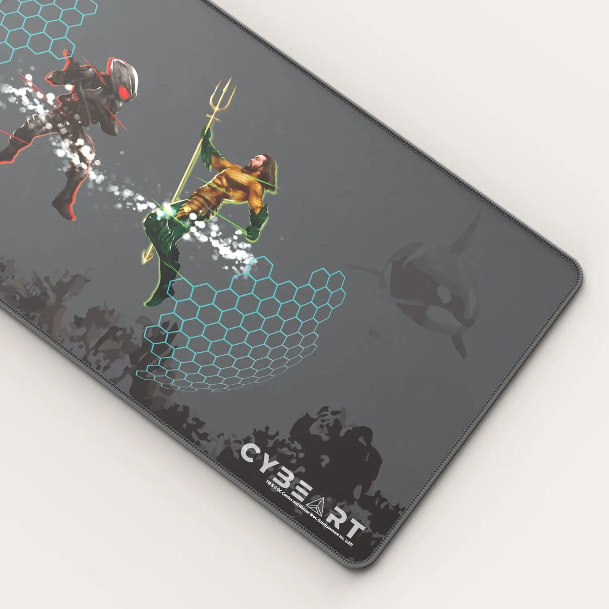 Cybeart Aquaman Black Manta gaming mouse pad with detailed aquatic design, ideal for gaming enthusiasts.