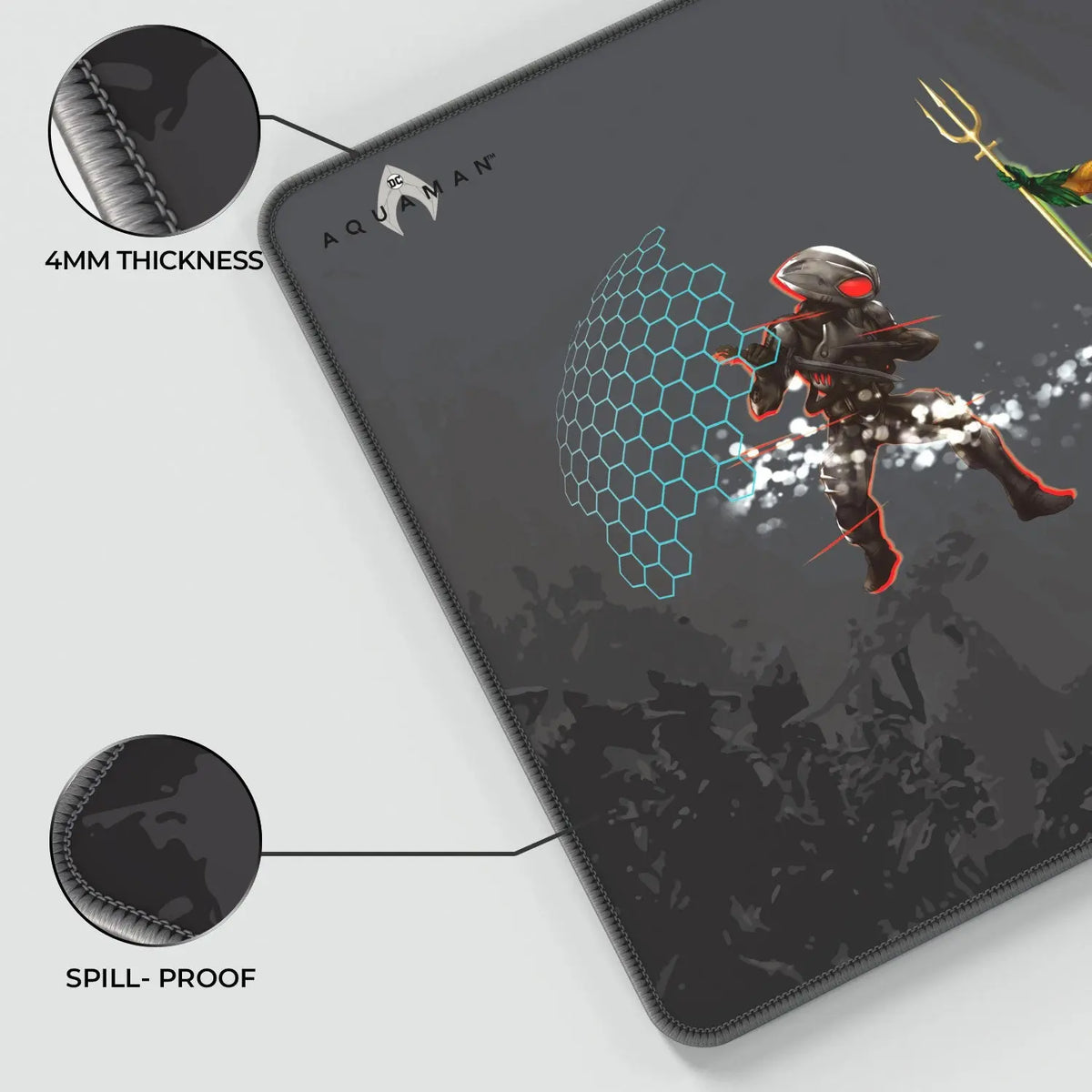 Cybeart Aquaman Black Manta gaming mouse pad featuring detailed black and blue ocean-themed artwork for gamers.