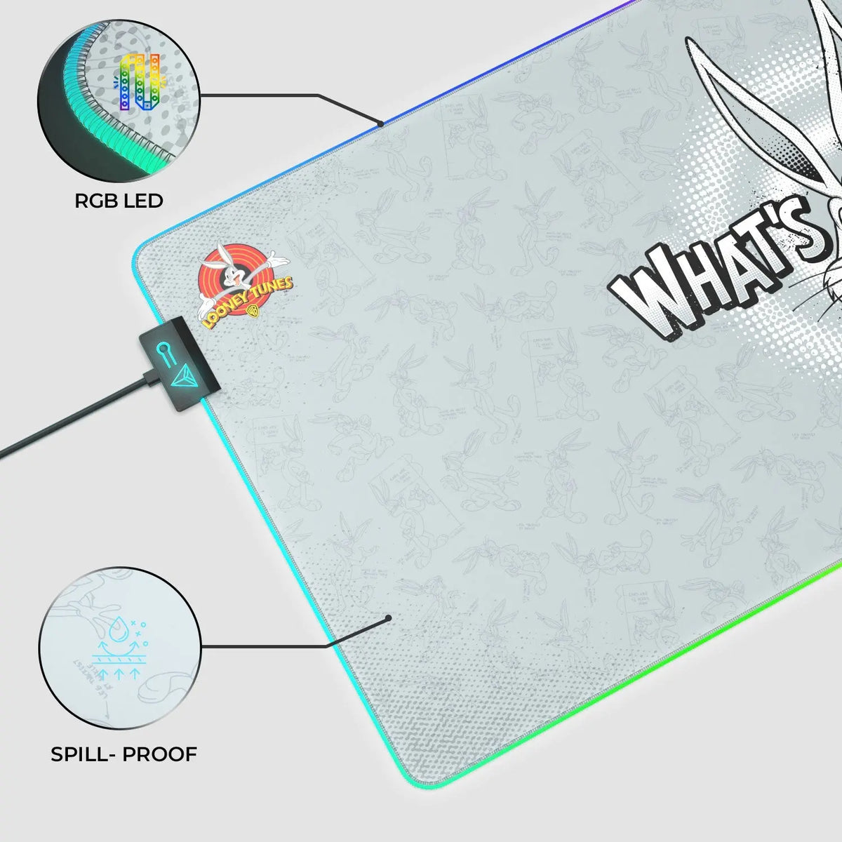 Cybeart Bugs Bunny gaming mouse pad featuring vibrant cartoon design, smooth surface, ideal for speed and precision in gaming.