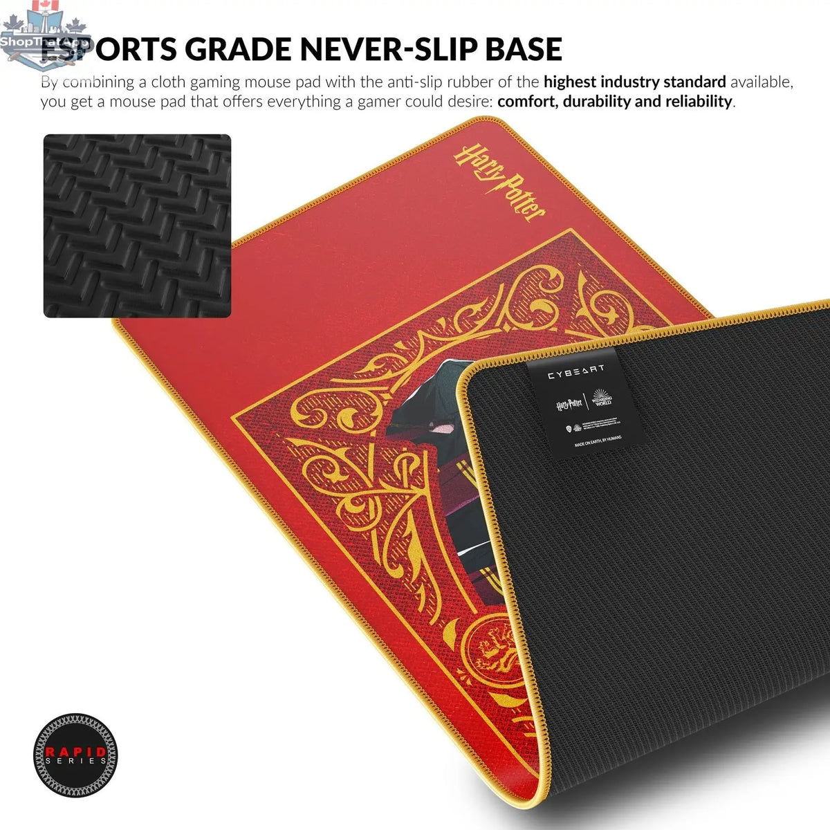Harry Potter-themed gaming mouse pad by Cybeart featuring magical designs, ideal for fans and gamers.