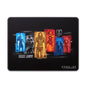 Cybeart Justice League gaming mouse pad with character portraits design, featuring popular DC superheroes on a smooth surface.
