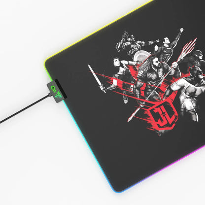 Cybeart Justice League gaming mouse pad with superhero design, textured surface, and non-slip rubber base for optimal gaming experience