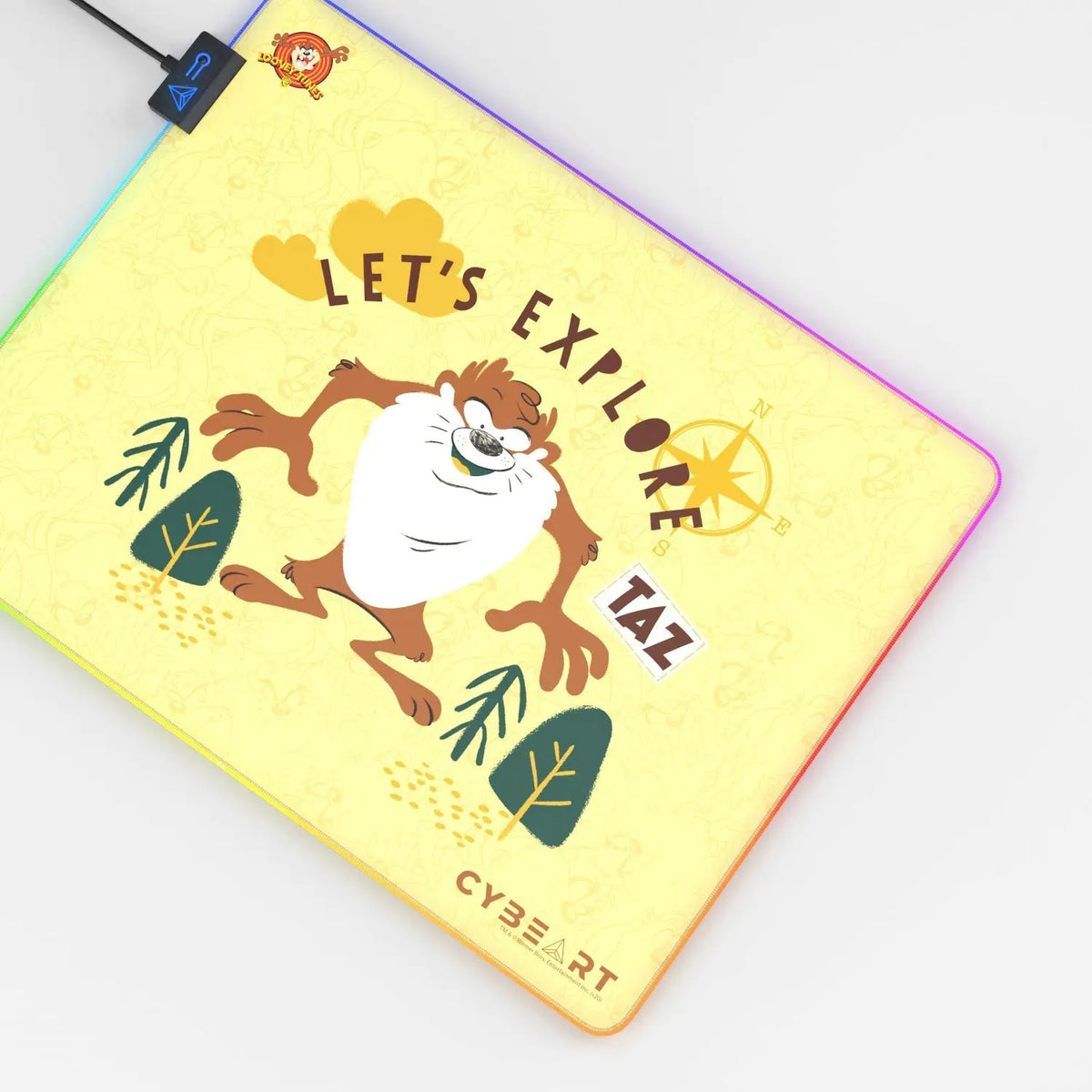 Cybeart TAZ Tasmanian Devil gaming mouse pad with vibrant design, large surface, ideal for precise gaming performance.