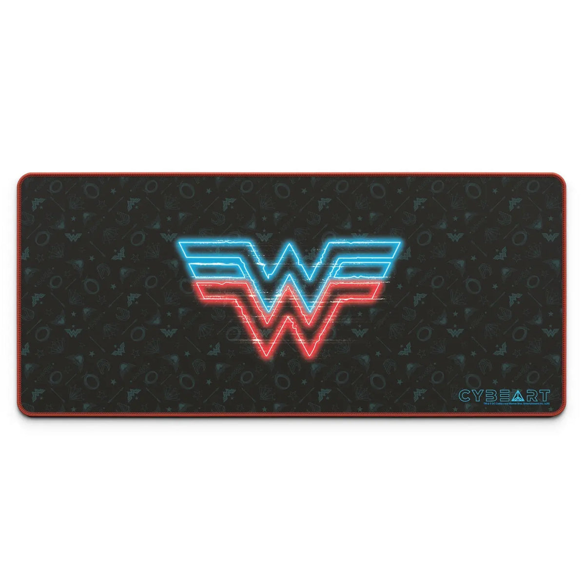 Cyberart Wonder Woman gaming mouse pad with electrified design, featuring bold graphics and smooth surface for gamers.