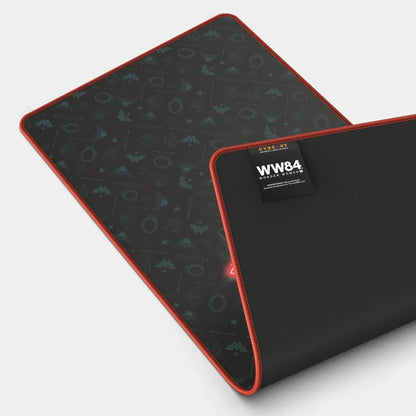 Wonder Woman gaming mouse pad with electrified design by Cybeart, featuring vibrant graphics and a smooth surface for gamers.