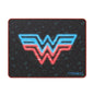 Wonder Woman gaming mouse pad with electrified design by Cybeart, featuring vibrant colors and detailed graphics for gamers.