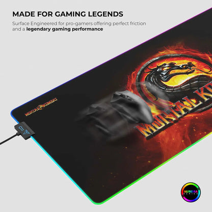 Cybeart Mortal Kombat mouse pad featuring bold logo and vibrant design, ideal for gaming setups and enhanced mouse movement.