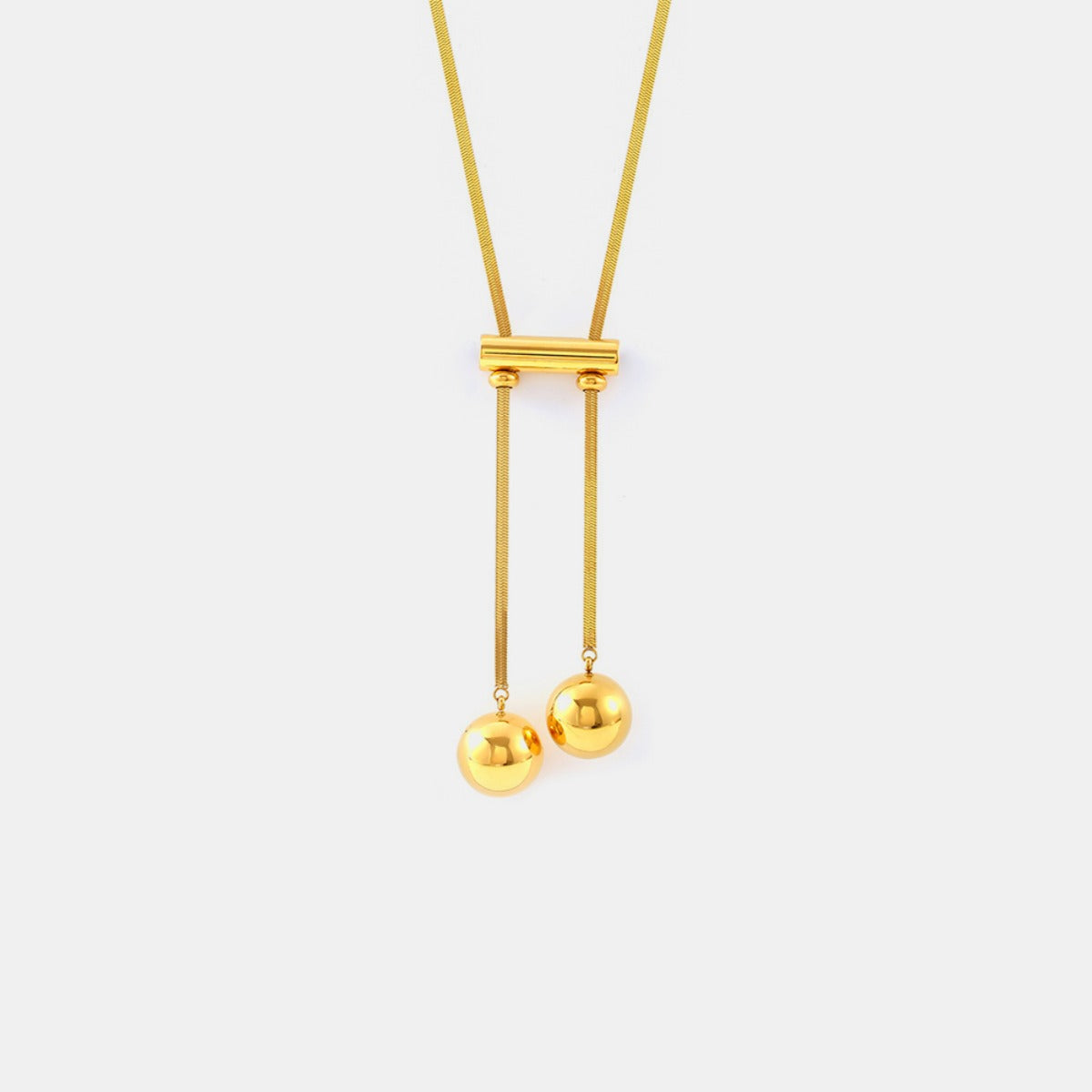 18K Gold-Plated Titanium Necklace with Hollow Bead Design - Shopthatapp.ca