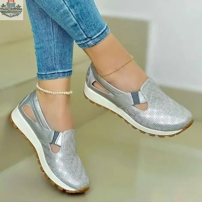 Plus-size Womens Shoes Korean-style Chunky-soled Versatile Slip-on Casual Flats - Shopthatapp.ca