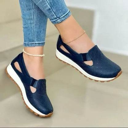 Plus-size Womens Shoes Korean-style Chunky-soled Versatile Slip-on Casual Flats - Shopthatapp.ca