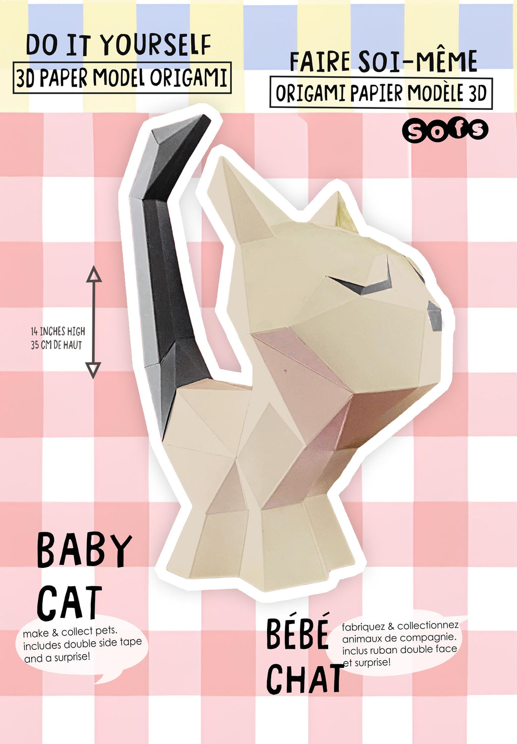 DIY baby Cat 3D Origami paper model Kit - Www.Shopthatapp.ca