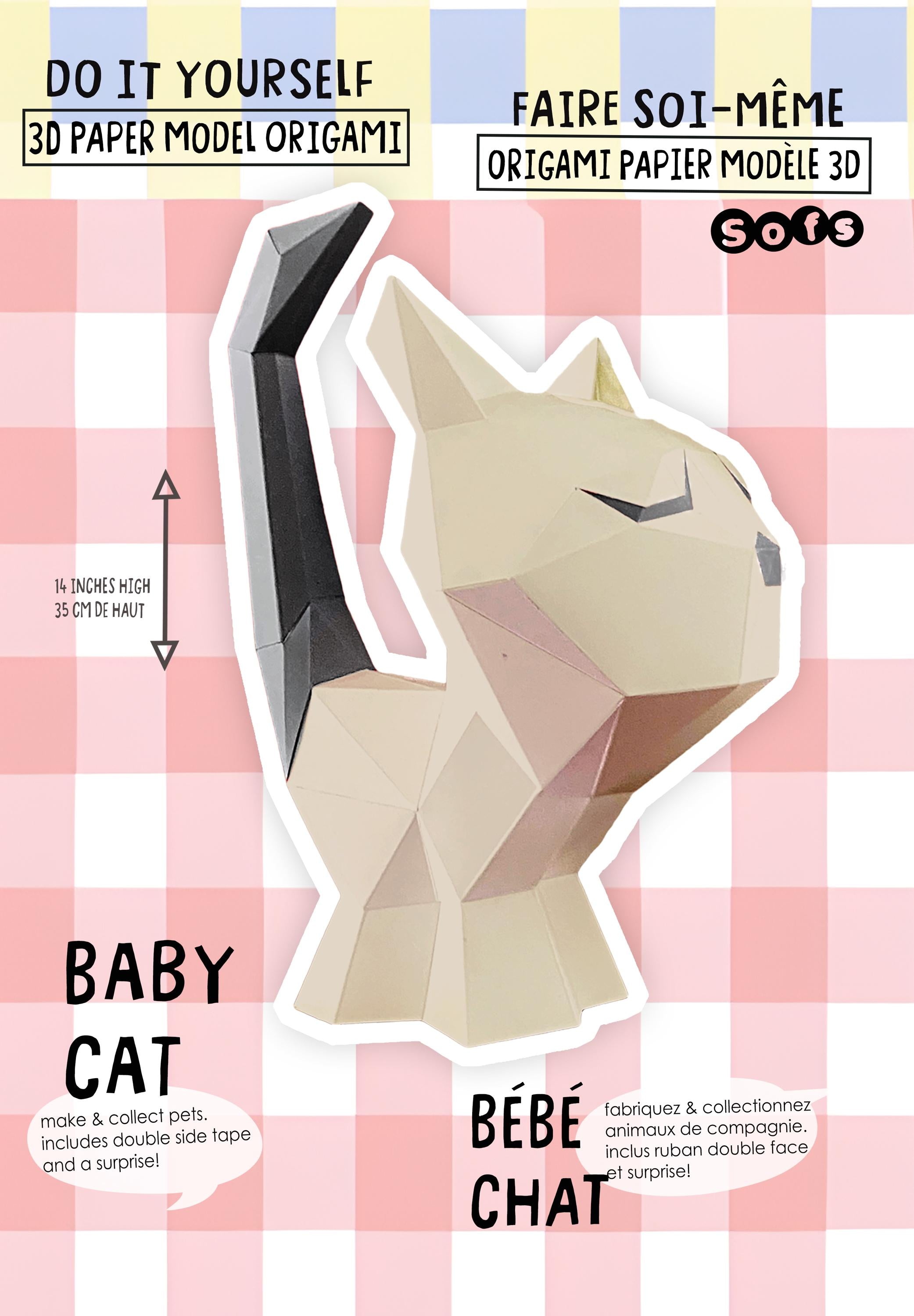 DIY baby Cat 3D Origami paper model Kit - Www.Shopthatapp.ca