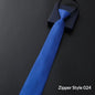 Mens Business Formal Zipper Tie With Blue Stripes - Shopthatapp.ca