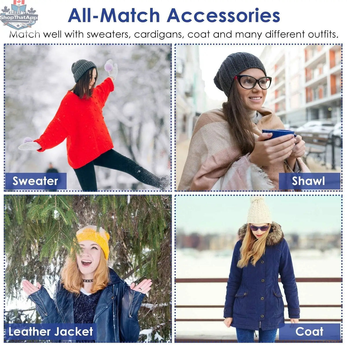 Warm women's winter beanie hat and scarf set by EX-STOCK Canada, featuring knit skull cap and neck warmer for outdoor activities.