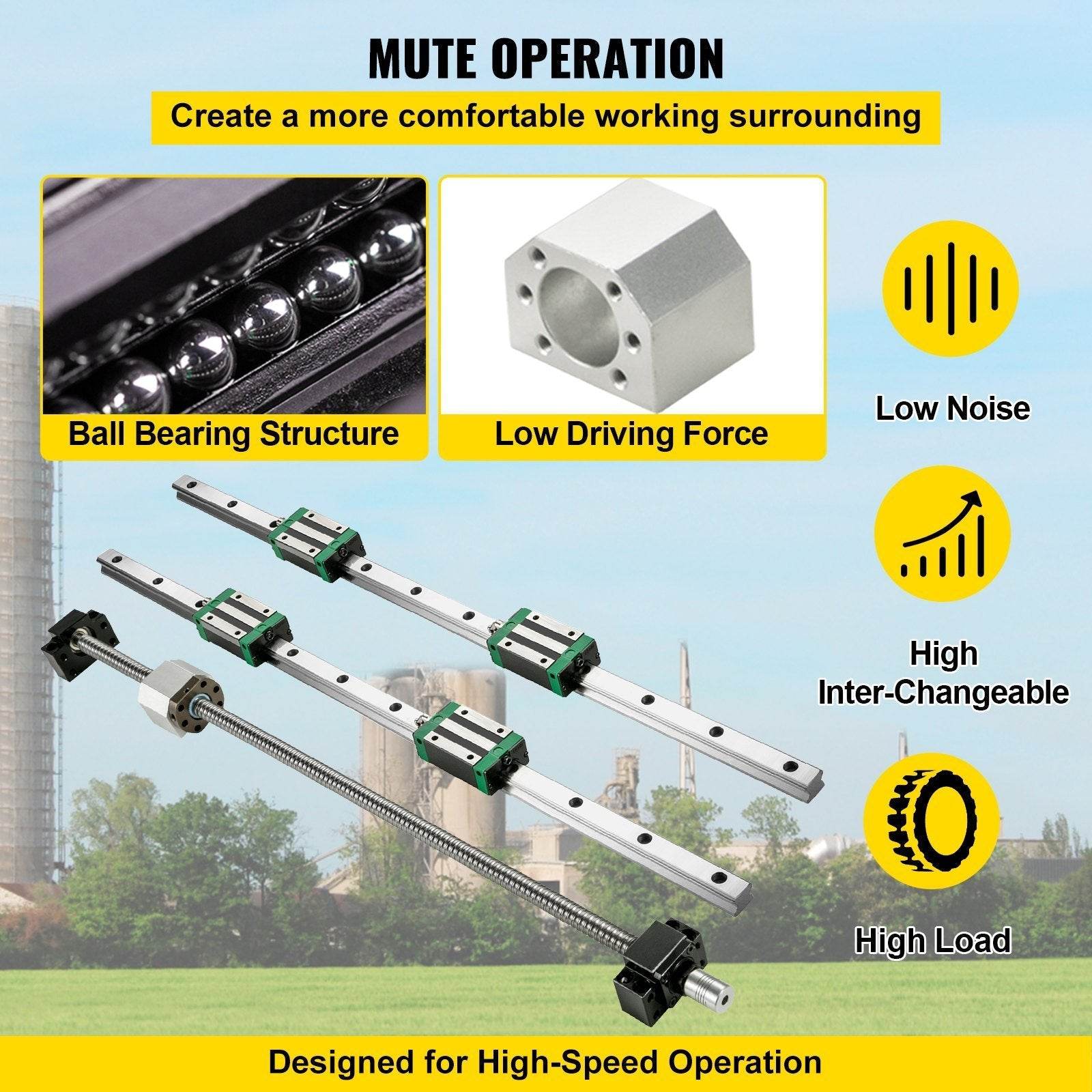 1Pcs RM1605-1000mm Ballscrew With BF12 BK12 Kit, Coupling, Slide Blocks Linear Guide Rail Set For DIY CNC Routers Lathes Mills