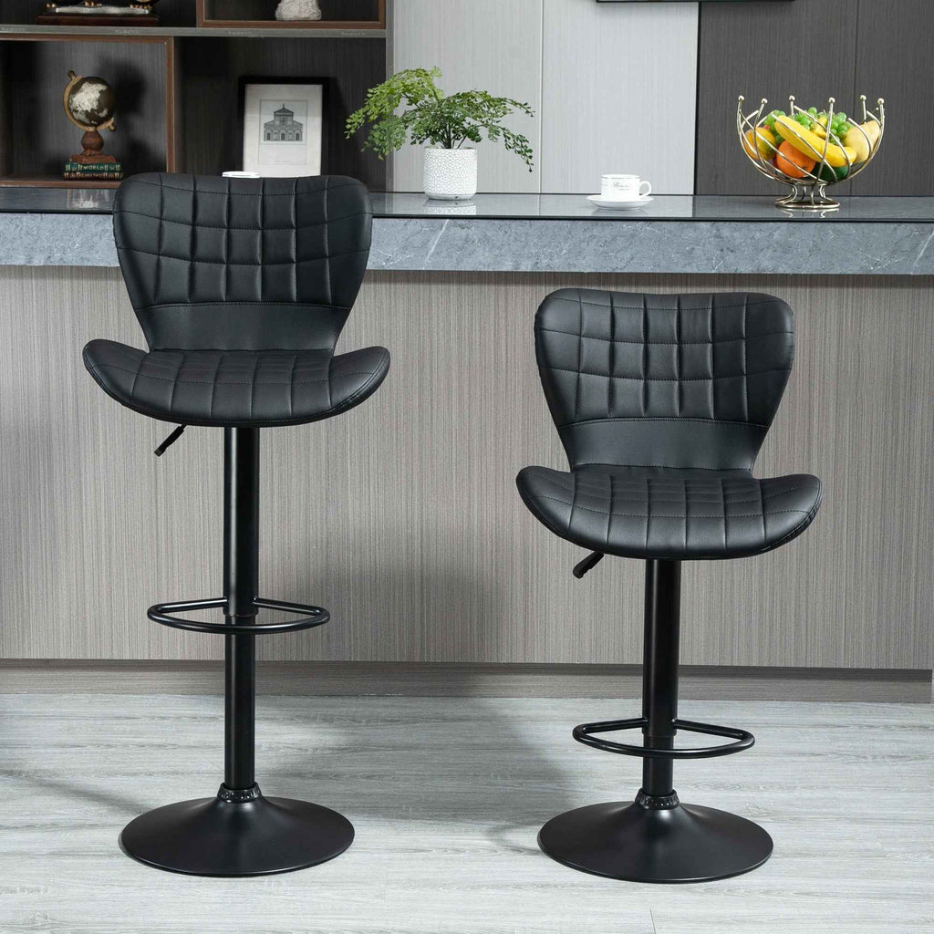 Avion Counter/Barstools with Adjustable Height and Swivel-Set of 2-Black