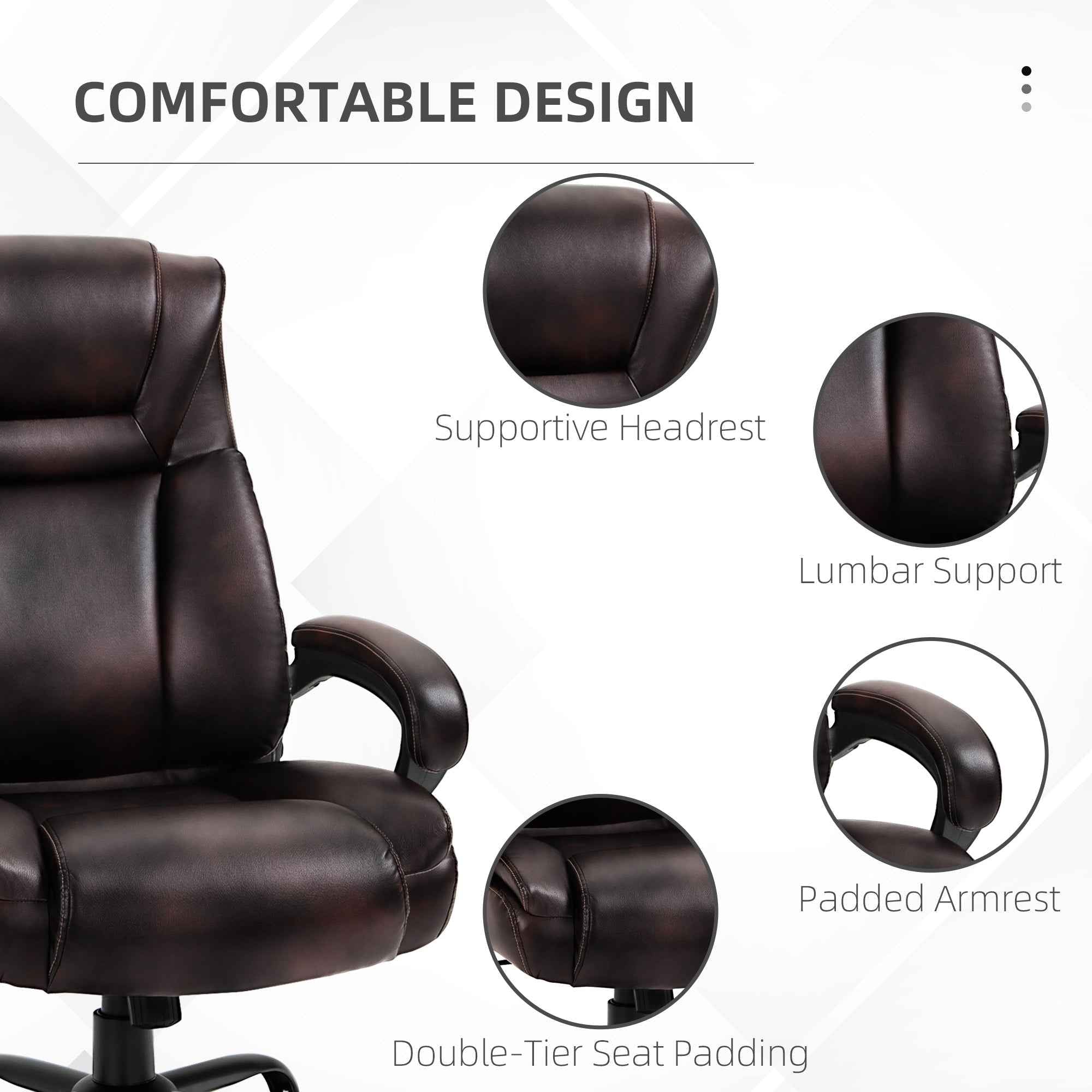 Joel Executive Office Chair with High Back, Adjustable Height and 400LBS Capacity-Brown