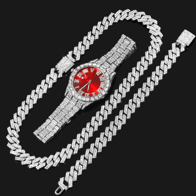 Cuban Link Chain Bracelet with Watch: Elevate Your Style Effortlessly