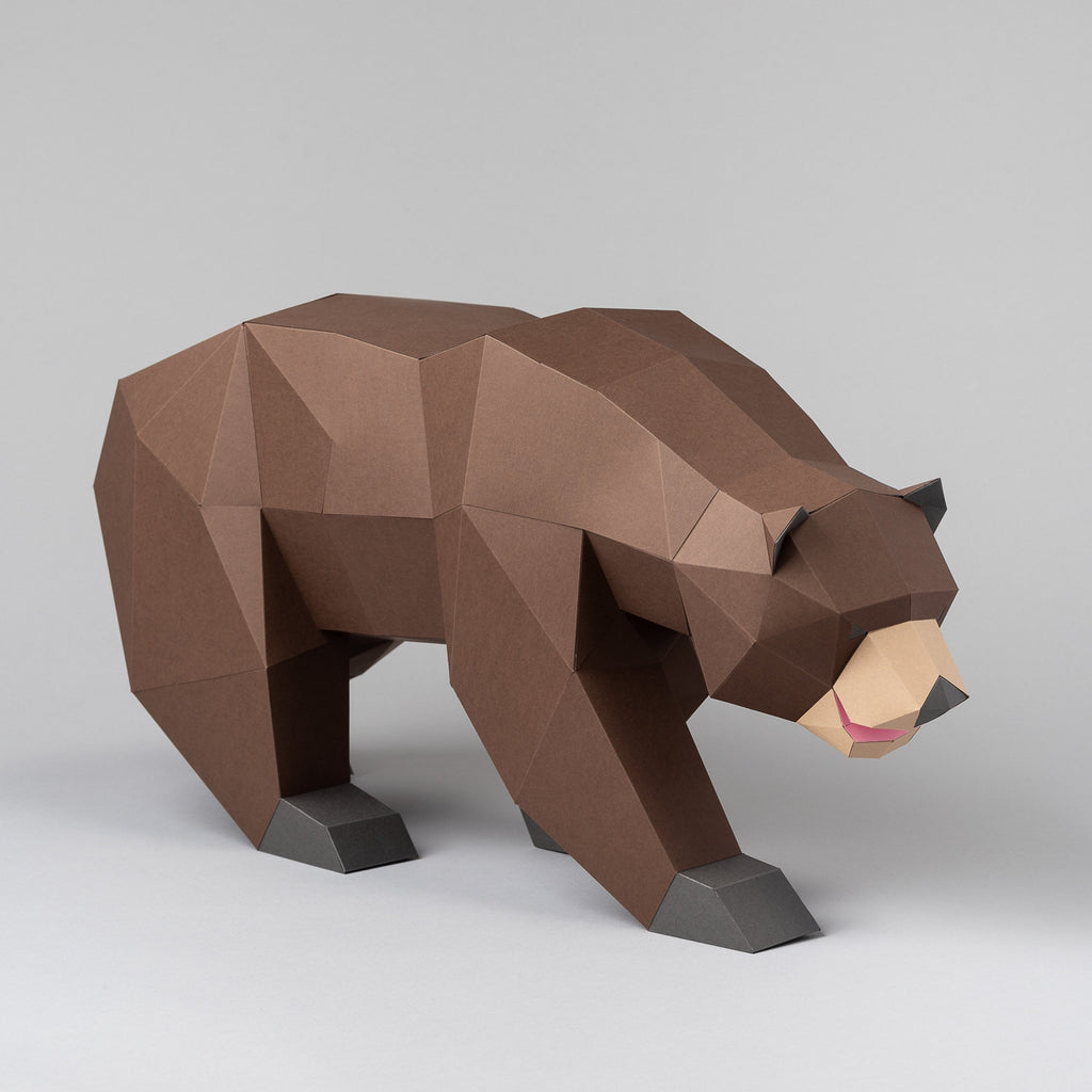 DIY Brown Grizzly Bear 3D Origami paper model Kit - Www.Shopthatapp.ca