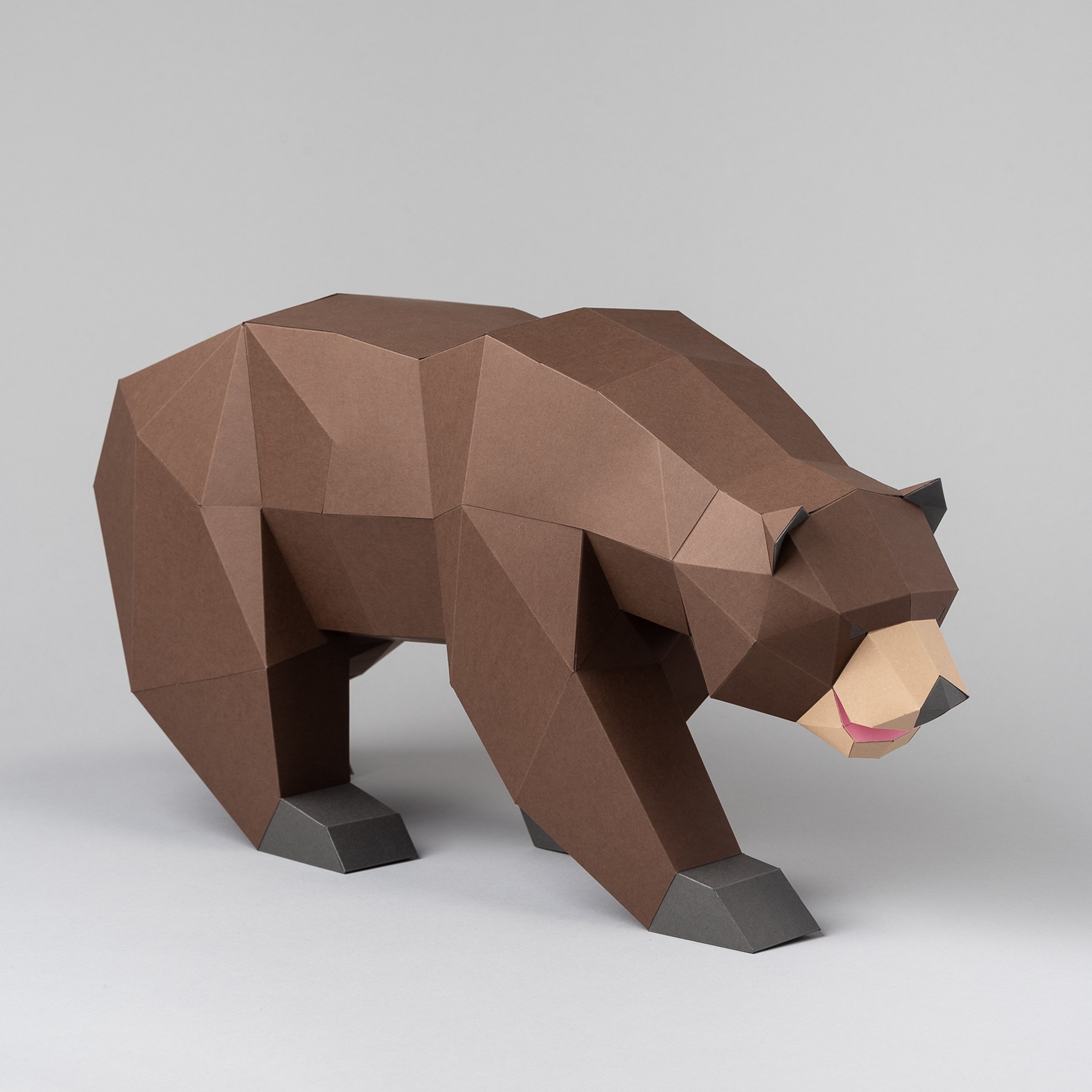 DIY Brown Grizzly Bear 3D Origami paper model Kit - Www.Shopthatapp.ca