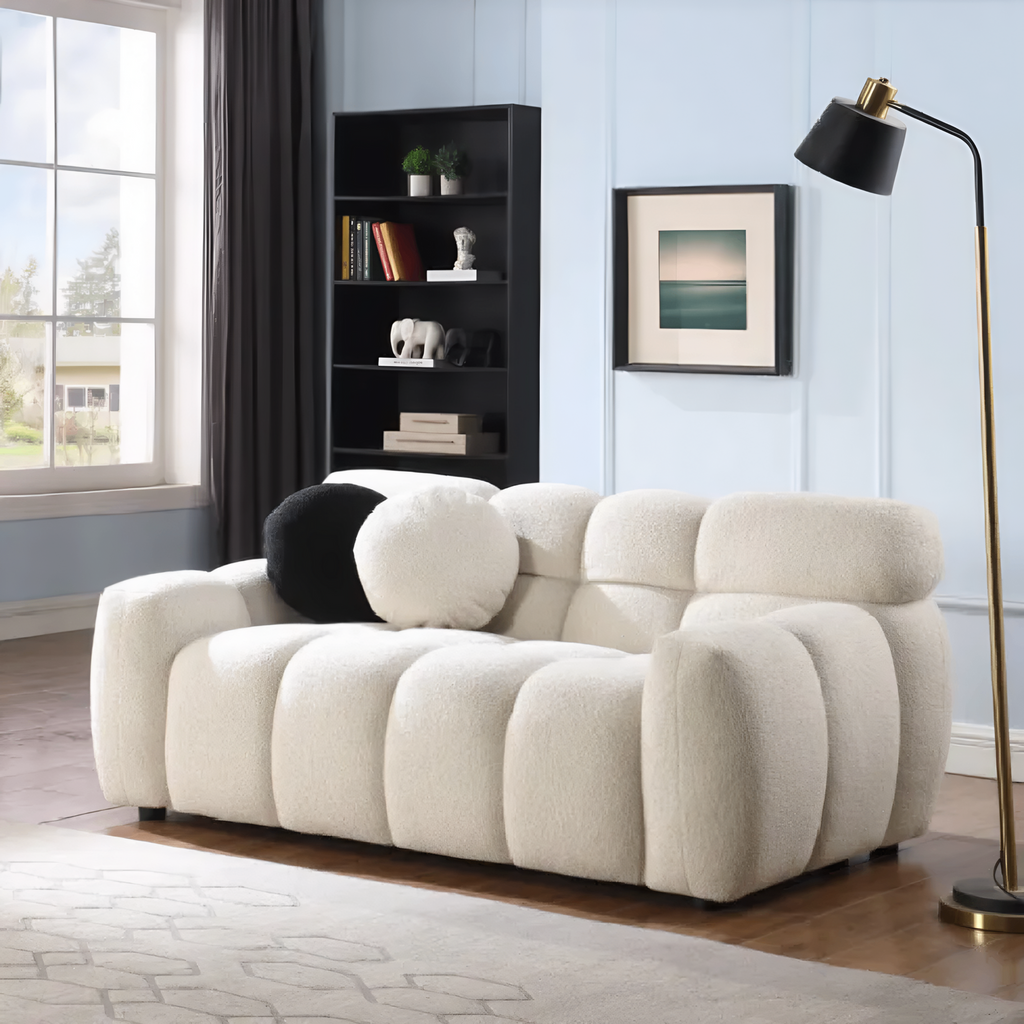 LuneluX 65" Bouclé Marshmallow Sofa-U.S. and Canadian Comfort Edition - Shopthatapp.ca