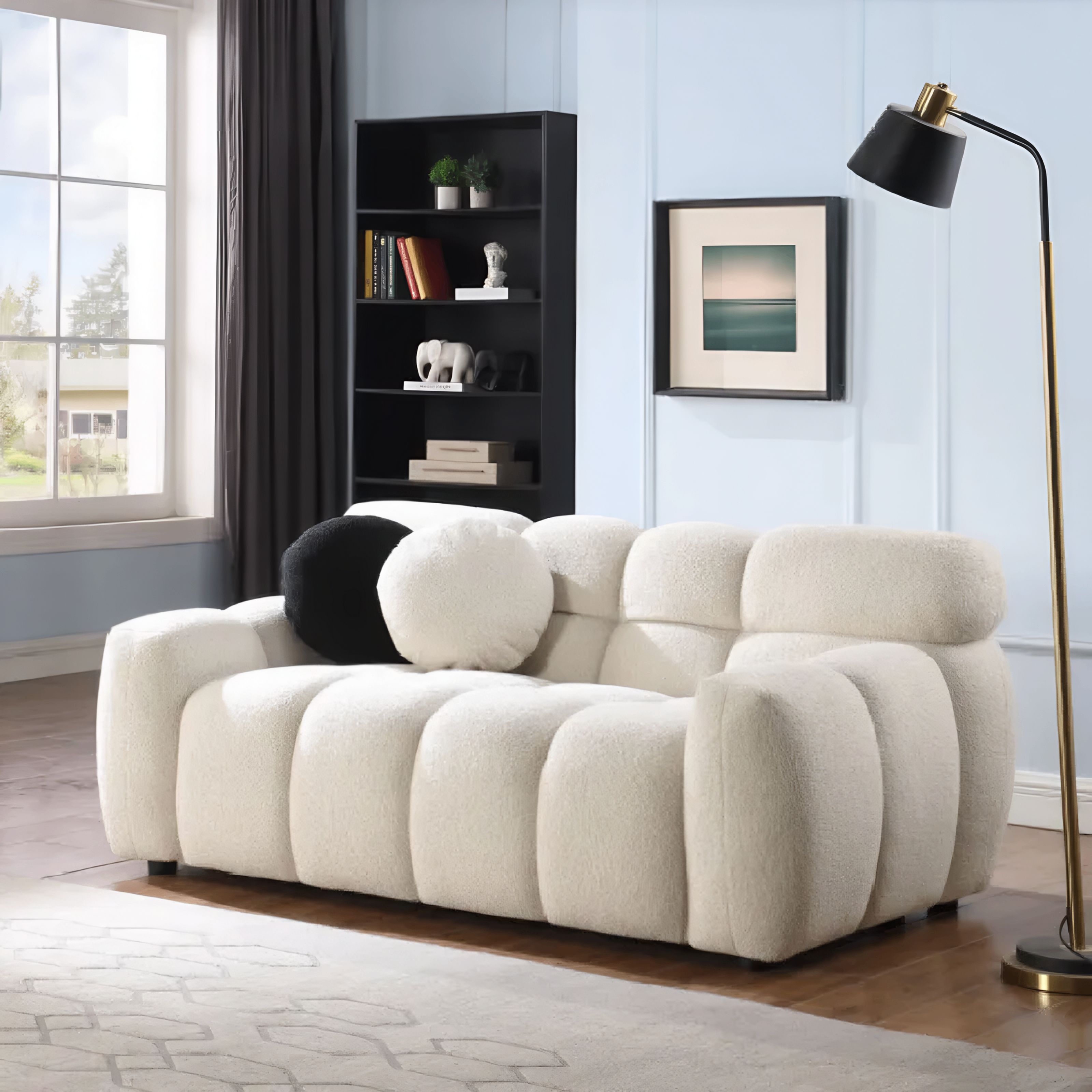 LuneluX 65" Bouclé Marshmallow Sofa-U.S. and Canadian Comfort Edition - Shopthatapp.ca