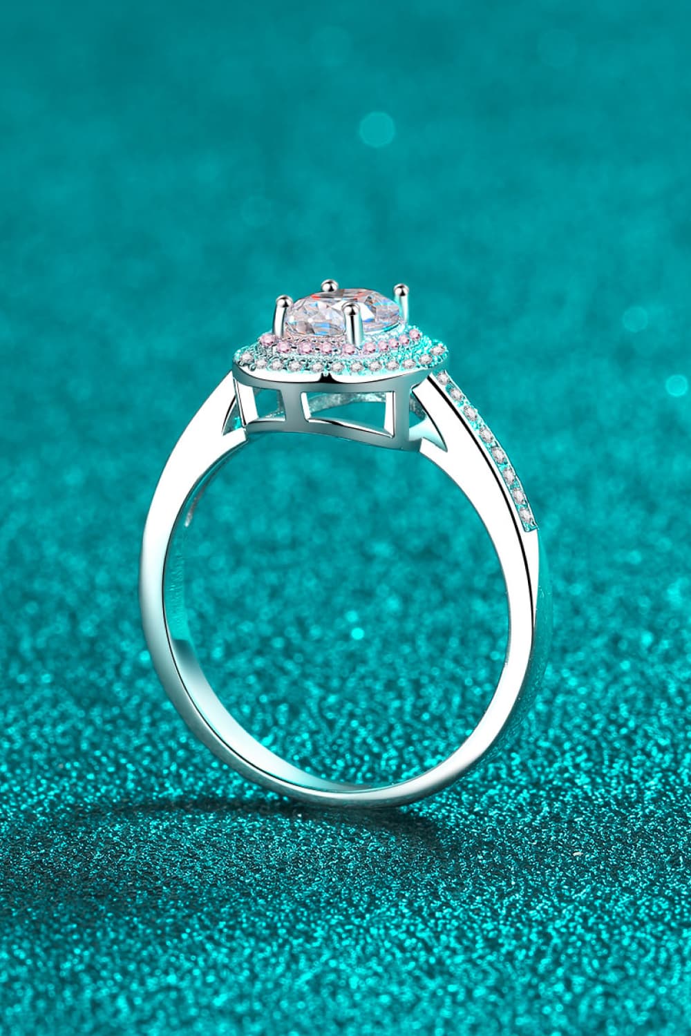 Bague Halo Moissanite 1 Carat en Argent Sterling 925 avec Zircon en Accent - Shopthatapp.ca