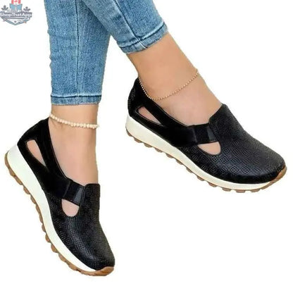 Plus-size Womens Shoes Korean-style Chunky-soled Versatile Slip-on Casual Flats - Shopthatapp.ca