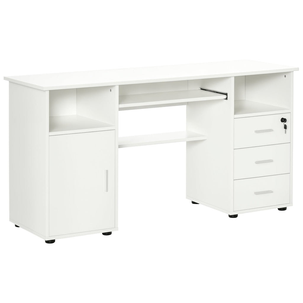 Bloom 57" Computer Desk with Keyboard Tray and Storage Drawers-White - Shopthatapp.ca