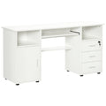 Bloom 57" Computer Desk with Keyboard Tray and Storage Drawers-White - Shopthatapp.ca