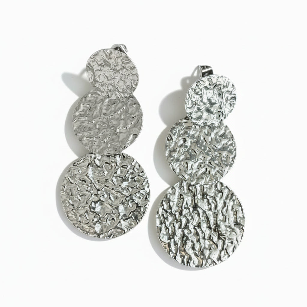 Triple Disc Earring - Grey Stainless Steel Design - Shopthatapp.ca