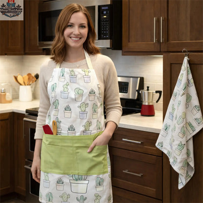 Desert Haze watercolor cacti printed kitchen towel by Hem And Tassel, featuring vibrant desert plant artwork in a natural setting.