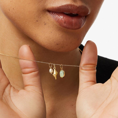 14K Gold-Plated Conch Pendant Necklace with Natural Crystal - Shopthatapp.ca
