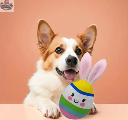 Easter Egg Plush Dog Toy – Plush Bunny Ear Dog Toy for Playful Pups - Shopthatapp.ca