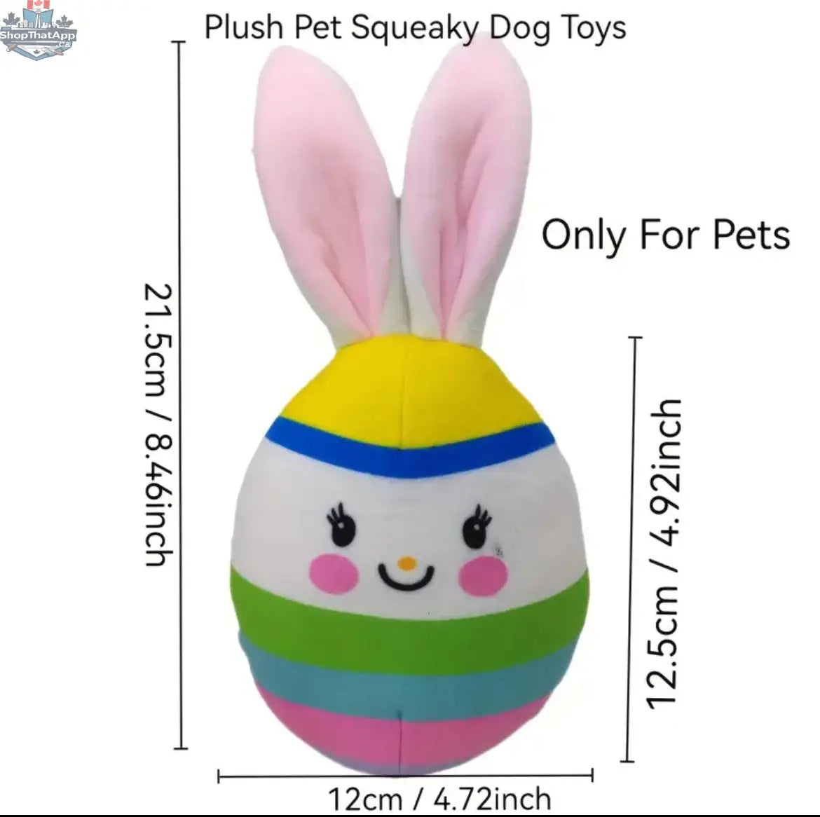 Easter Egg Plush Dog Toy – Plush Bunny Ear Dog Toy for Playful Pups - Shopthatapp.ca