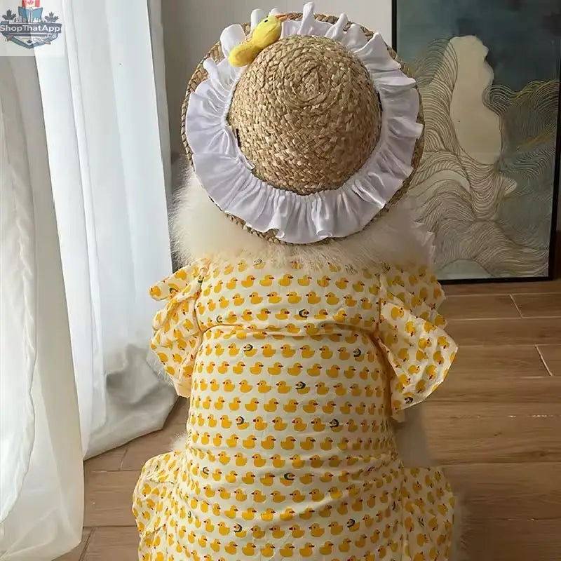 Summertime Happiness Luxury Dog Dress Set with Hat for Large Breeds - Shopthatapp.ca