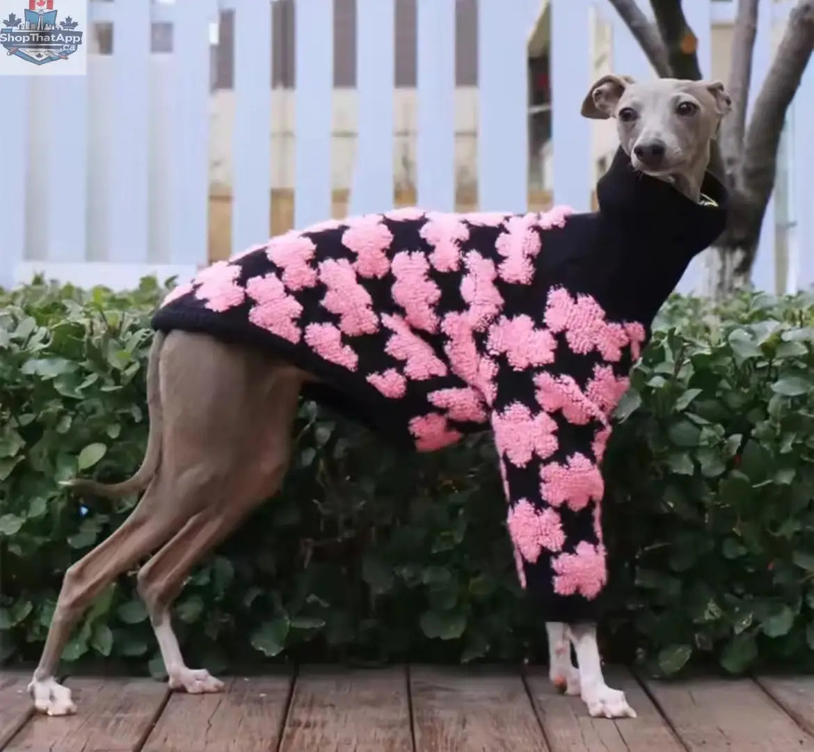 Pawsh Petals Sweater – Pink & Black Crochet Luxe Knit - Shopthatapp.ca