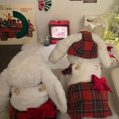 Winter Dog Dress with Hat - Red Plaid Bunny Dress for Dogs - Shopthatapp.ca